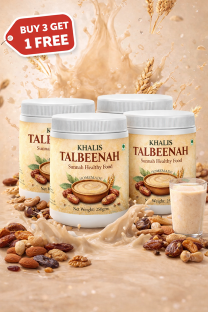 Khalis Talbina (Talbeenah) Bundle – Buy 3 Get 1 Free | Sunnah Barley Powder for Gut Health & Energy