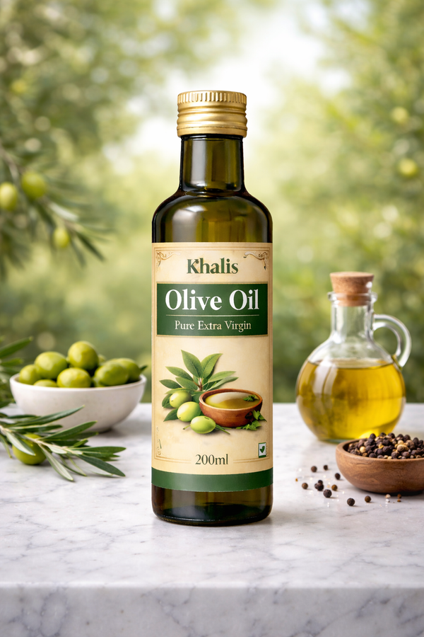 Khalis Extra Virgin Olive Oil – 100% Pure Cold Pressed Cooking & Skin Oil